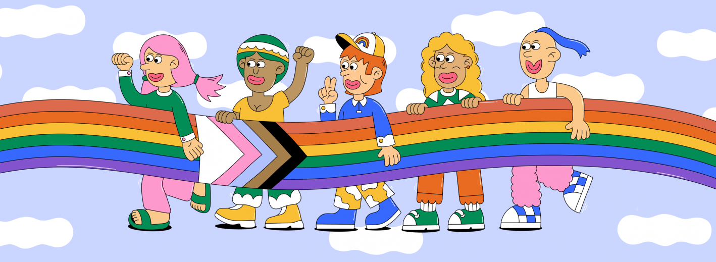 Jeunes portant un arc-en-ciel représentant le drapeau lgbtqi+
