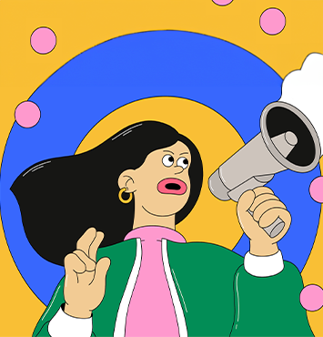 Fille parlant dans un mégaphone