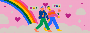 Deux jeunes amoureux sur un nuage
