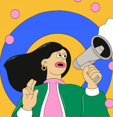 Fille parlant dans un mégaphone