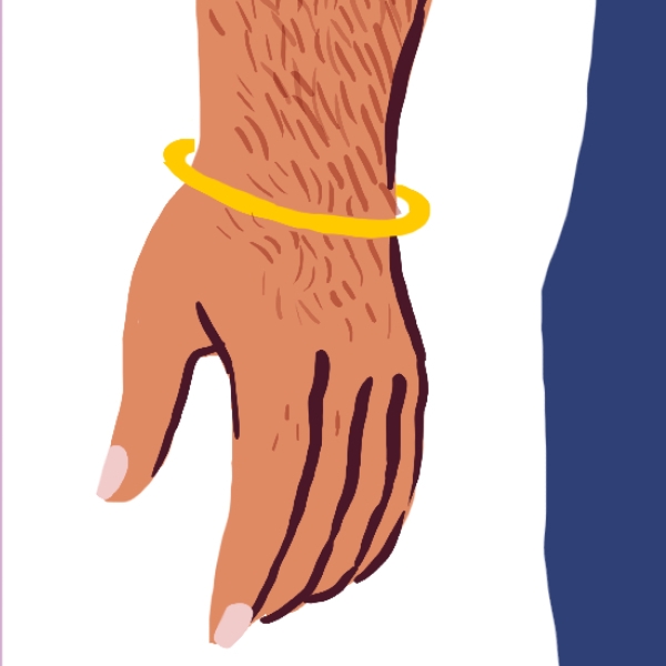 Illustration de poils sur les avant-bras, mains et doigts