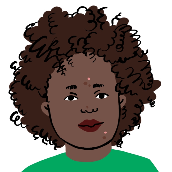 Illustration d'une adolescente avec des boutons sur le visage et portant un T-shirt vert